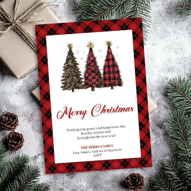 Minimalist Leopard Print Christmas Tree Holiday  Card (Minimalist Leopard Print Christmas Tree Holiday Card)