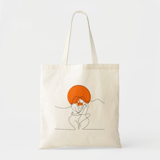 Minimalist Lesbian Couple Customized Tote Bag (Front)