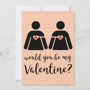 Minimalist Lesbian LBGTQ+ Valentine's Day Flat Holiday Card