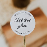 Minimalist Let Love Glow Wedding Candle Favour Classic Round Sticker<br><div class="desc">Minimalist Let Love Glow Wedding Candle Favour Stickers</div>