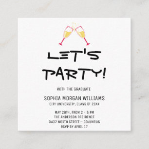 Minimalist Let's Party with the Graduate Enclosure Card