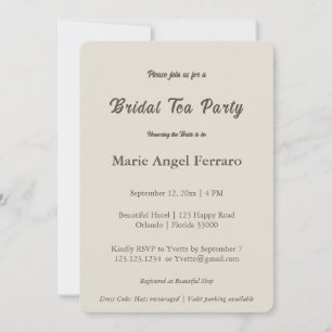 Minimalist Lettering Warm Neutral Bridal Tea Party Invitation