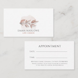 Minimalist Life Coach Botanical Appointment Business Card