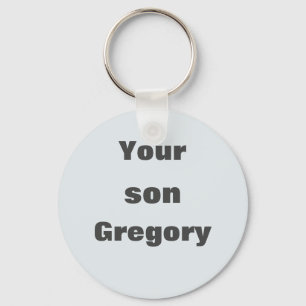 Minimalist Light Blue and Silver Text Visitor's Keychain