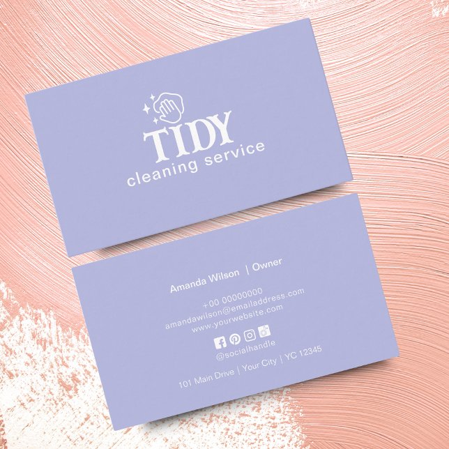 Minimalist Light Blue Cleaning Service Custom Business Card (Creator Uploaded)