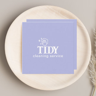Minimalist Light Blue Cleaning Service Custom Square Business Card
