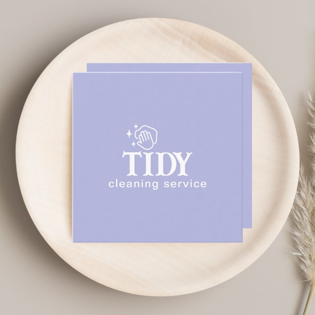 Minimalist Light Blue Cleaning Service Custom  Square Business Card (Creator Uploaded)