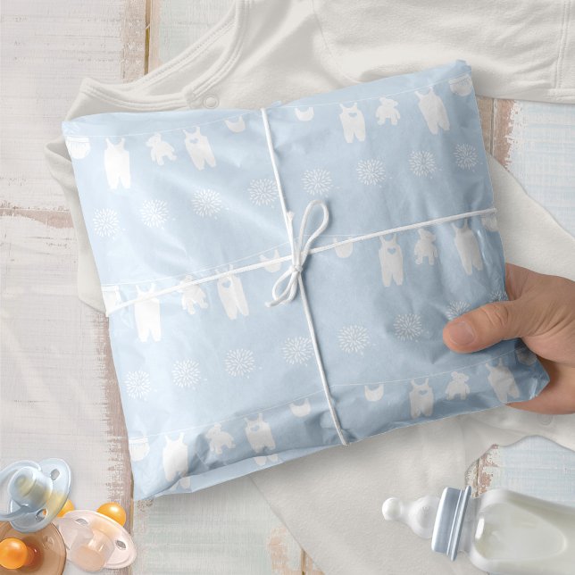 Minimalist Light Blue Clothesline Baby Boy Shower Tissue Paper (Minimalist Light Blue Clothesline Baby Boy Shower Tissue Paper ©Susanne Sachers - Sunny Mind Design )
