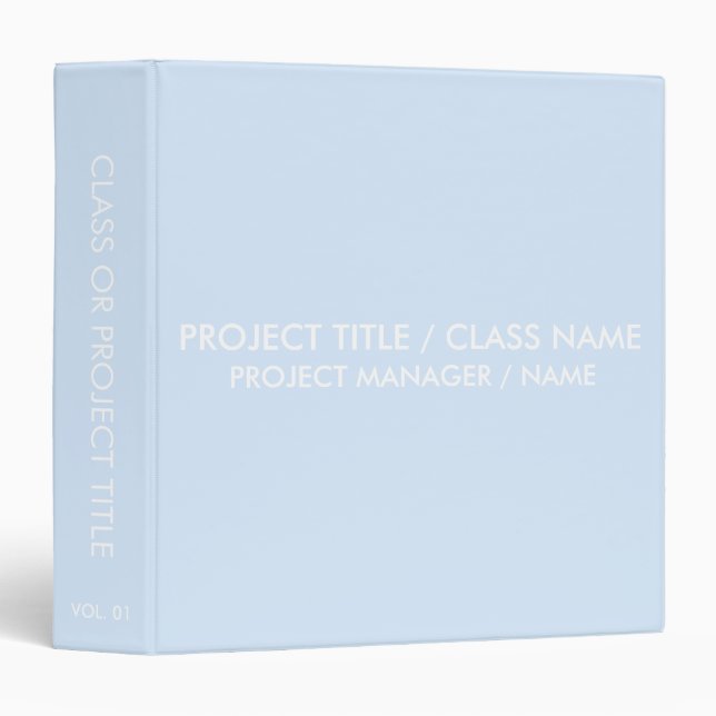 Minimalist light blue custom class project name binder (Front/Spine)