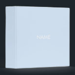 Minimalist light blue custom name monogram solid binder<br><div class="desc">Custom name,  text,  initials or monogram light blue solid plain simple minimalist elegant chic 3 ring binder.
Customizable white text,  light blue solid plain background.
Great for school,  work,  business,  as a photo album,  portfolio or recipe book.</div>