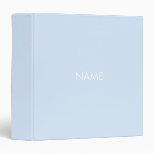 Minimalist light blue custom name monogram solid binder (Front/Spine)