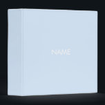 Minimalist light blue custom name text monogram binder<br><div class="desc">Minimalist light blue custom name text monogram simple elegant 3 ring binder.
Customizable white text on light blue solid plain background.
Great for school,  office,  business,  portfolio,  photo album or recipe cookbook.</div>