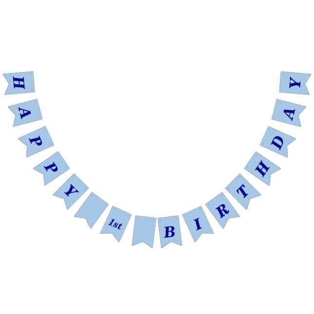 Minimalist Light Blue Kids Birthday Bunting Banner (All)