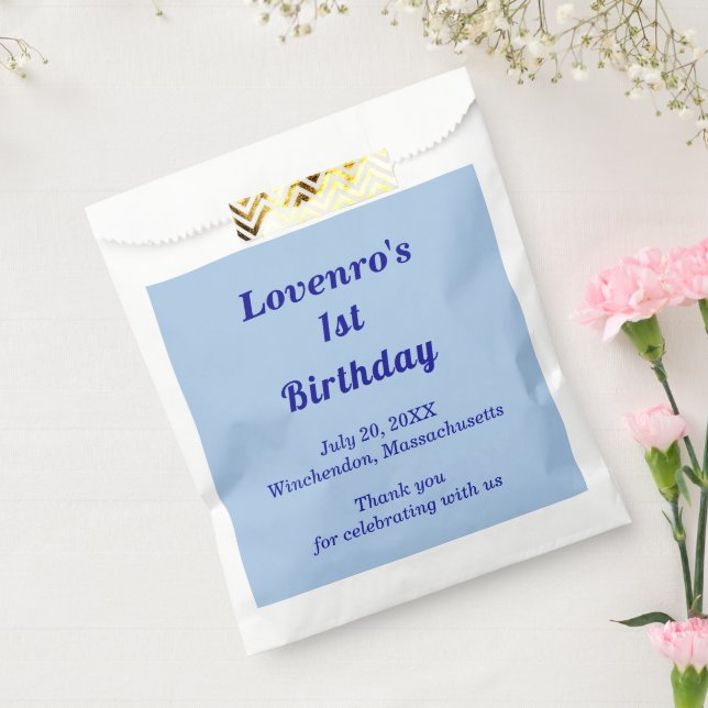 Minimalist Light Blue Kids Birthday Favor Bags (Sealed)
