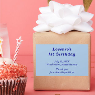 Minimalist Light Blue Kids Birthday Stickers