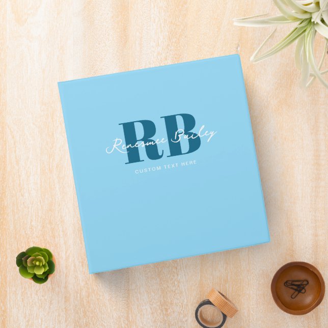 Minimalist Light Blue Monogram  Binder (In Situ)