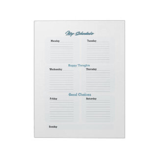 Minimalist Light Blue Planner Schedule Weekly  Notepad