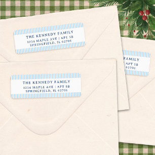 Minimalist Light Blue Stripes Family Name