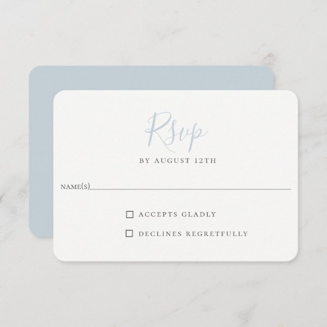 Minimalist Light Blue Wedding RSVP Card (Front/Back)