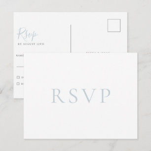 Minimalist Light Blue Wedding RSVP Postcard