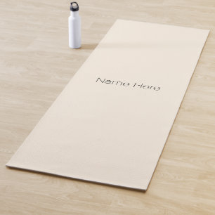Minimalist light cream custom name monogram yoga mat