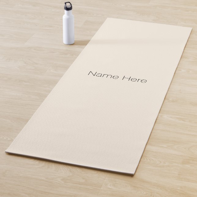 Minimalist light cream custom name monogram yoga mat (In Situ)