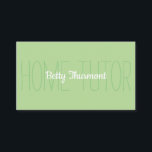 Minimalist Light Green Home Tutor Simple Business Card<br><div class="desc">Minimalist Light Green Home Tutor Simple Business Card. Promote your tutoring services with this minimalist white and green typography business card. The words HOME TUTOR on the front of card in thin light green font. Name in script on top. Customize to change colours and fonts. All text is editable. Add...</div>