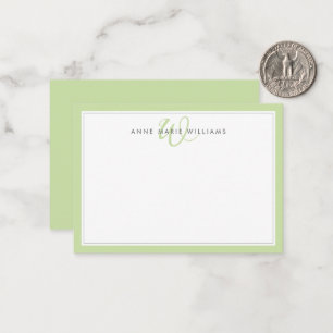 Minimalist Light Green Two Border Monogram Card