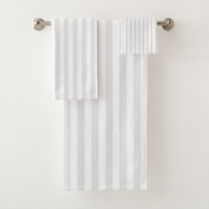 Minimalist Light Grey and White Stripes Bath Towel Set