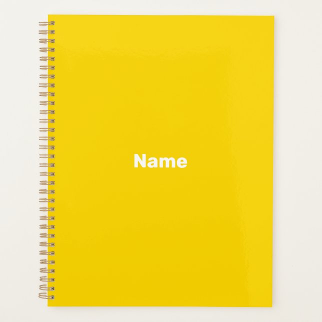 Minimalist light orange custom text year monogram planner (Front)