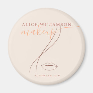 Minimalist Light Peach Makeup Artist Line Art Chic Magnet