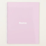Minimalist light pink custom name monogram year planner<br><div class="desc">Minimalist pale light pink custom name,  text,  initials,  monogram or year personalized Planner.
Custom white text on light pink plain solid colour background.</div>