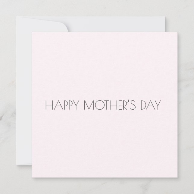 Minimalist Light Pink Modern Mothers Day Card (Front)