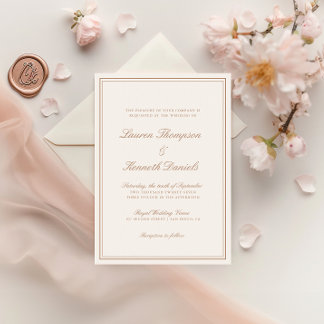 Minimalist Light Taupe Elegant Calligraphy Wedding Invitation