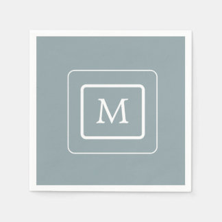 Minimalist Light Teal | Monogram Paper Napkin