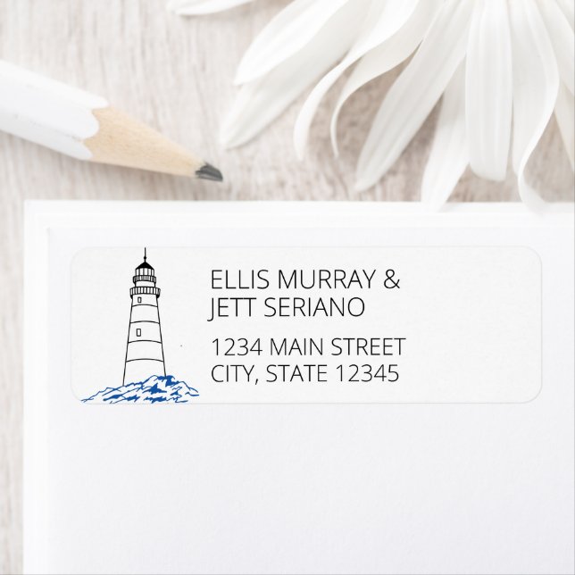 Minimalist Lighthouse Wedding Address Label (Insitu)
