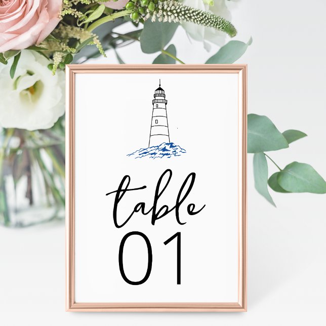 Minimalist Lighthouse Wedding Table Number (Creator Uploaded)