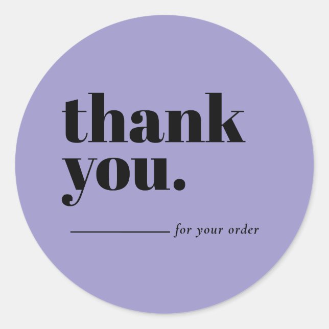 Minimalist Lilac Business Customer Thank You Classic Round Sticker (Front)