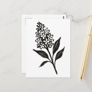 Minimalist Lilac – Ink Bloom Botanical Design on  Postcard