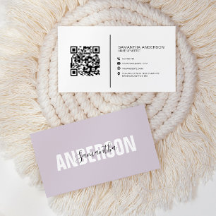 Minimalist Lilac Lavender QR Code Modern Business Card