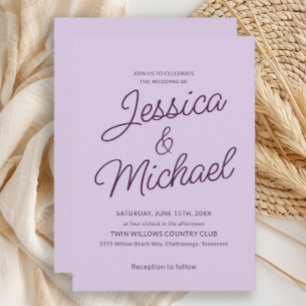 Minimalist Lilac Plum Purple Script Wedding Invitation