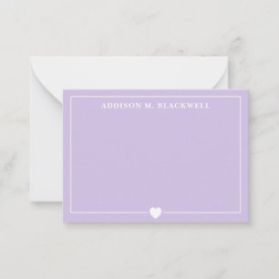 Minimalist Lilac Purple Heart Personalized Card