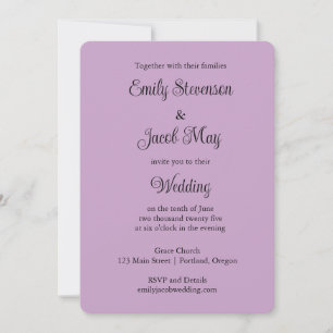 Minimalist Lilac Wedding Invitation 
