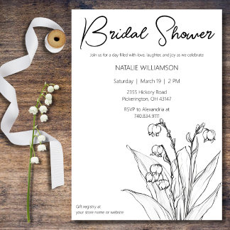 Minimalist Lily of the Valley Bridal Shower Invitation