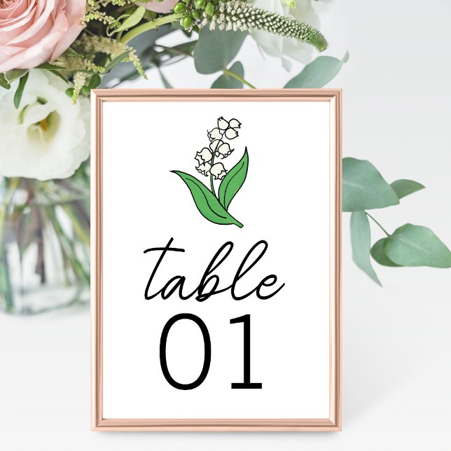 Minimalist Lily of the Valley Wedding Table Number (Creator Uploaded)