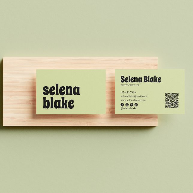 Minimalist Lime colour | Modern QR Code  Business Card (Creator Uploaded)