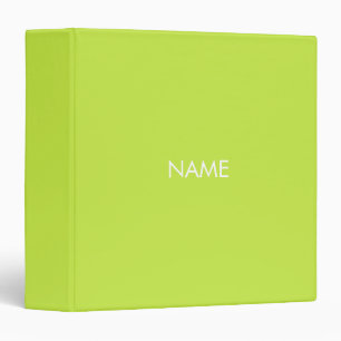 Minimalist lime green custom name text monogram binder