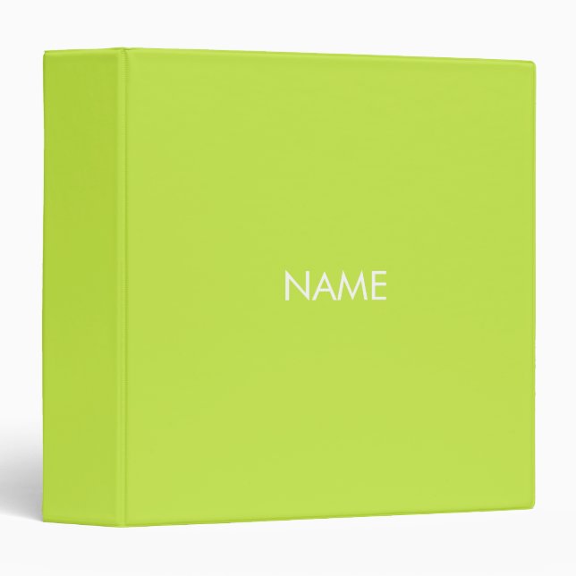Minimalist lime green custom name text monogram binder (Front/Spine)