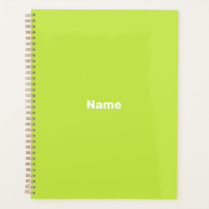 Minimalist lime green custom year name monogram planner