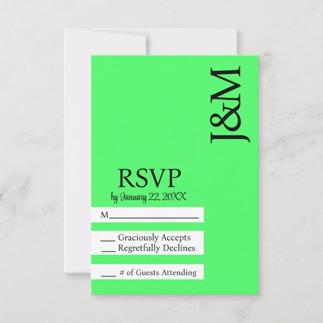 Minimalist Lime Green RSVP card (Front)